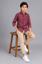 Stylish Boys' Maroon Abstract Print Casual Shirt - Image 4