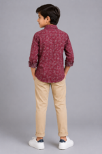 Stylish Boys' Maroon Abstract Print Casual Shirt - Image 3