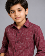 Stylish Boys' Maroon Abstract Print Casual Shirt - Image 2