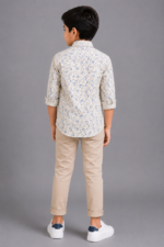 Boys' Blue Paisley Print Casual Long Sleeve Cotton Shirt - Image 3