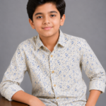 Boys' Blue Paisley Print Casual Long Sleeve Cotton Shirt