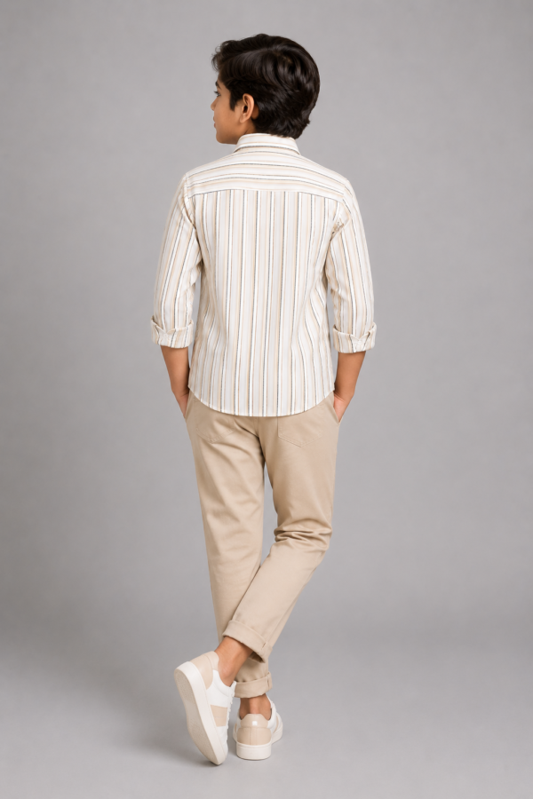 Boys' Premium Vertical Striped Button-Down Shirt - Image 4
