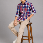 Boy's Classic Plaid Button-Up Shirt & Khaki Chinos Set