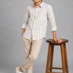 Boys' Premium Vertical Striped Button-Down Shirt