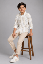 Boys' Premium Vertical Striped Button-Down Shirt - Image 3