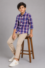 Boy's Classic Plaid Button-Up Shirt & Khaki Chinos Set - Image 3
