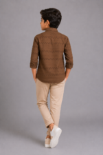 Boys' Earthy Brown Textured Casual Shirt - Image 2