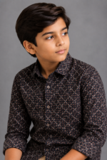 Boys' Premium Geometric Print Button-Down Shirt