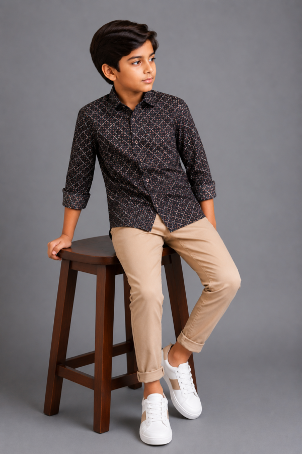 Boys' Premium Geometric Print Button-Down Shirt - Image 2
