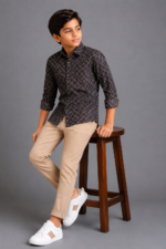 Boys' Premium Geometric Print Button-Down Shirt - Image 4