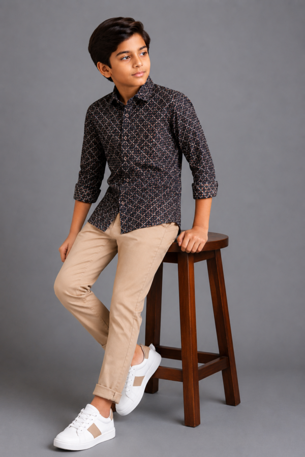 Boys' Premium Geometric Print Button-Down Shirt - Image 4
