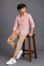 Boys' Modern Pink Patterned Casual Shirt - Image 4