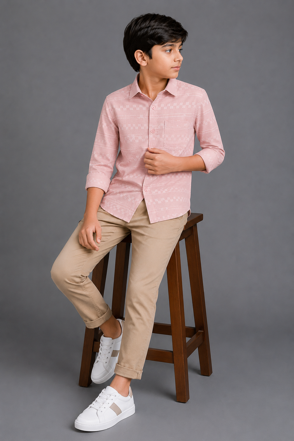 2026/06/1001403279.png Boys' Modern Pink Patterned Casual Shirt - Image 1