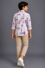 Boys' Modern Abstract Grid Print Casual Shirt - Image 4