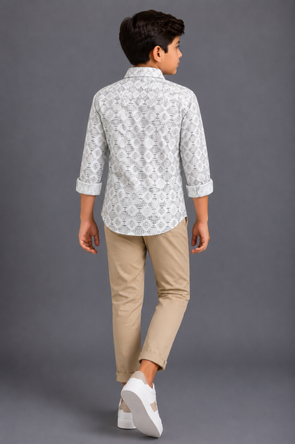 Boys' Geometric Aztec Print Cotton Casual Shirt - Image 2