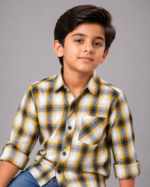 Boy's Modern Plaid Shirt & Washed Denim Jeans Outfit - Image 2