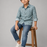 Boys' Geometric Diamond Print Casual Shirt