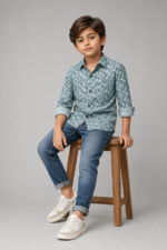 Boys' Geometric Diamond Print Casual Shirt