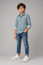 Boys' Geometric Diamond Print Casual Shirt - Image 4