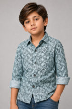 Boys' Geometric Diamond Print Casual Shirt - Image 3