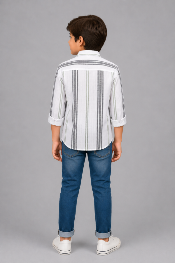 Modern Striped Casual & Smart Boys' Button-Down Shirt - Image 3