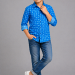 Boys' Stellar Blue Patterned Long-Sleeve Casual Shirt