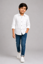 Boys' White Textured Button-Down Shirt - Image 3