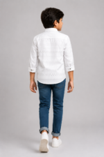 Boys' White Textured Button-Down Shirt - Image 2