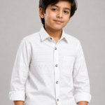 Boys' White Textured Button-Down Shirt