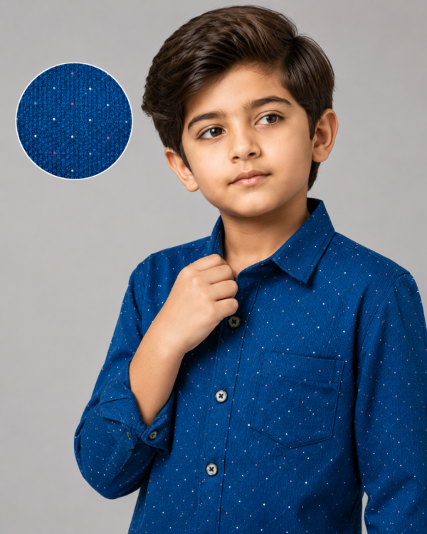 Boys' Blue Multi-Dot Casual Button-Down Shirt - Image 2