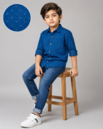 Boys' Blue Multi-Dot Casual Button-Down Shirt - Image 3