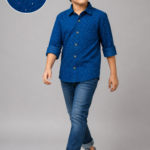 Boys' Blue Multi-Dot Casual Button-Down Shirt