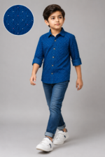 Boys' Blue Multi-Dot Casual Button-Down Shirt