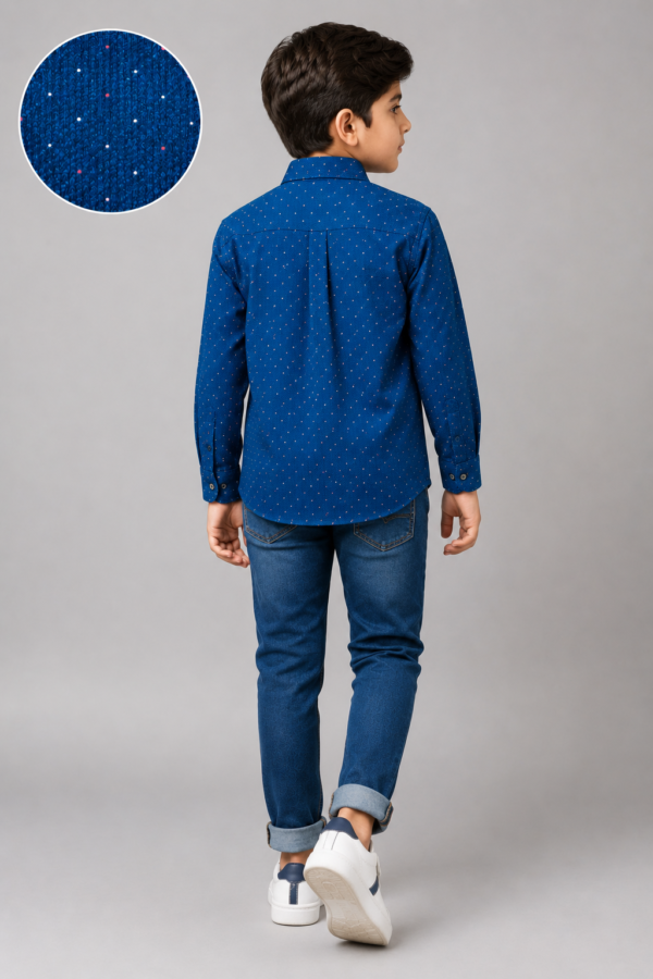 Boys' Blue Multi-Dot Casual Button-Down Shirt - Image 4
