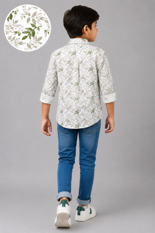 Boys' Nature Trail Leaf Print Casual Button-Down Shirt - Image 3