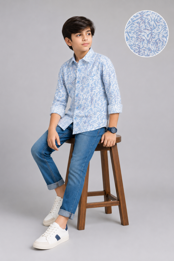 Boys' Arctic Bloom Print Long Sleeve Button-Up Shirt - Image 2