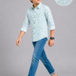Boy's Trendy Mint Abstract Print Casual Shirt