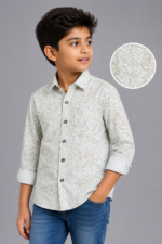 Boys' Sage Geo Leaf Print Button-Down Shirt