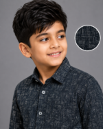 Boys' Dark Navy Abstract Print Casual Shirt | Full Sleeve Kids' Button-Down - Image 2