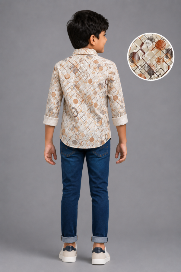 Boys' Modern Geometric Print Long Sleeve Casual Shirt - Image 4