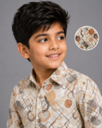 Boys' Modern Geometric Print Long Sleeve Casual Shirt - Image 2