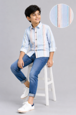 Boy's Multi-Color Pastel Striped Full Sleeve Casual Shirt
