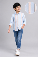 Boy's Multi-Color Pastel Striped Full Sleeve Casual Shirt - Image 3