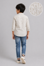 Boys' Zigzag Textured Cream Casual Shirt - Image 2