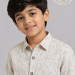 Boys' Zigzag Textured Cream Casual Shirt
