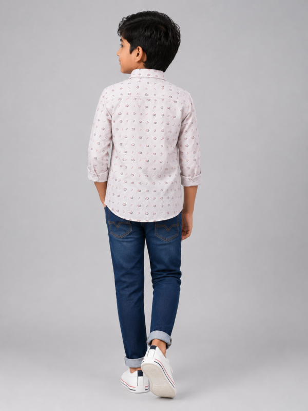 Boys' Modern Geometric Print Casual Button-Up Shirt - Image 4