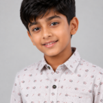 Boys' Modern Geometric Print Casual Button-Up Shirt