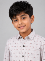 Boys' Modern Geometric Print Casual Button-Up Shirt