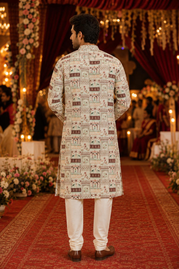 Heritage Print Designer Cotton Kurta for Men - Image 2