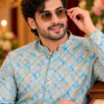 Cerulean Mosaic Printed Ethnic Kurta for Men
